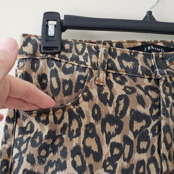 J Brand Alana High Rise Crop Skinny Jean Pants Golden Leopard Size 27 - Picture 8 of 9